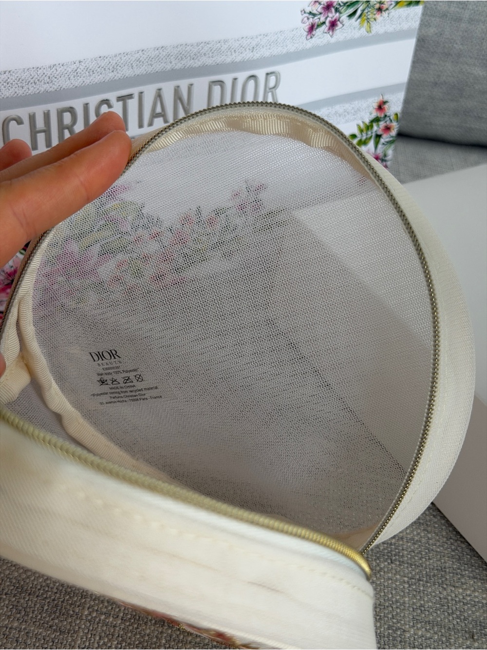 Dior Beauty Pink Embroidered Round Pouch - Picture 5 of 9